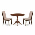 3-Piece Mahogany Finish Solid Wood Top - Dining Room Set with High Back - Seats 4