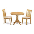 Kitchen Table Set 3pc Dining Table & Chairs - Round Table with 2 Side Chairs - Oak Finish