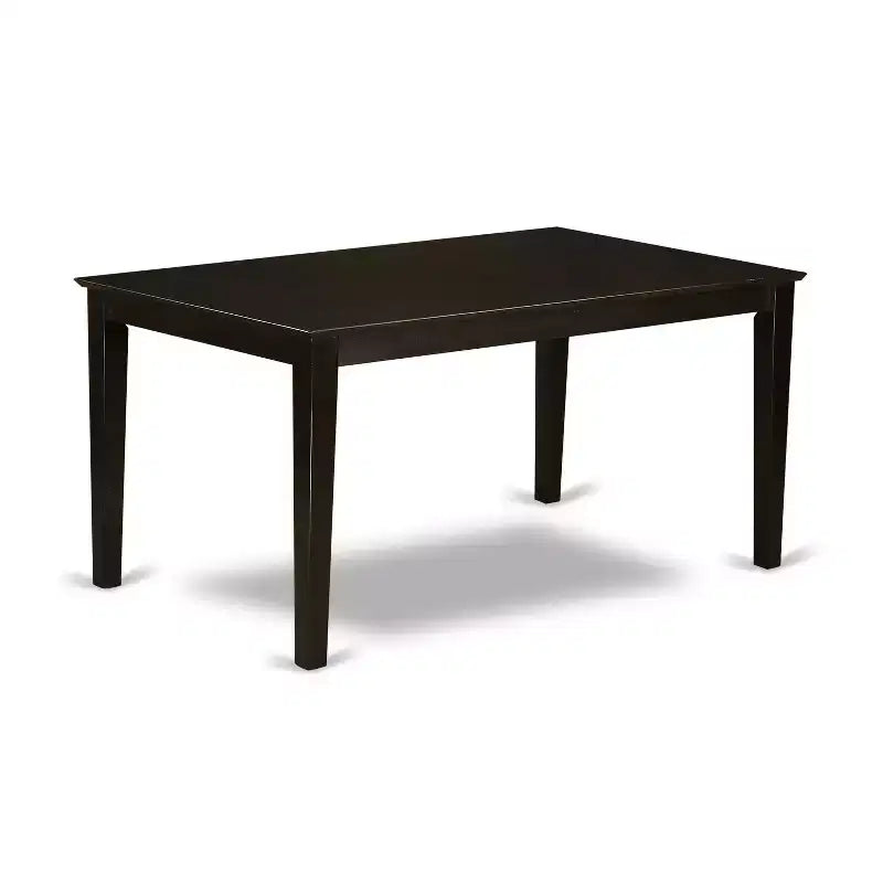 Dining Room Table Set 7 Piece - Rectangle Kitchen Table & 6 Linen Chairs - Cappuccino Finish