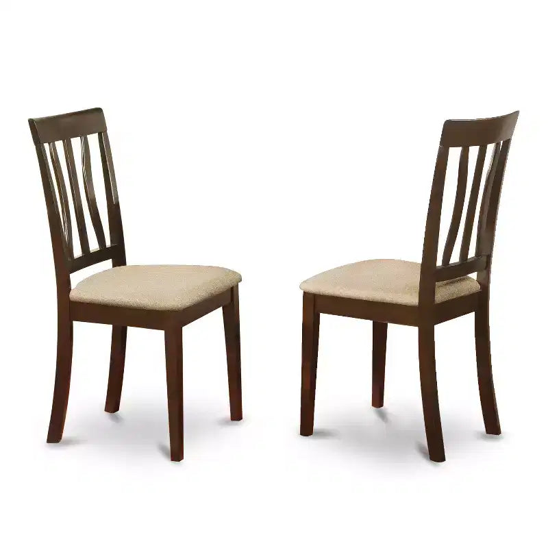 Set da pranzo 7 pezzi - Tavolo da cucina rettangolare e 6 sedie in lino - Finitura Cappuccino