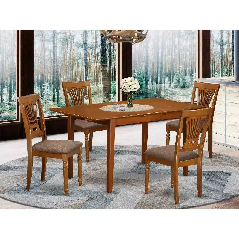 Set tavolo da cucina 5 pezzi - Tavolo da pranzo rettangolare con 4 sedie - Finitura Marrone sella