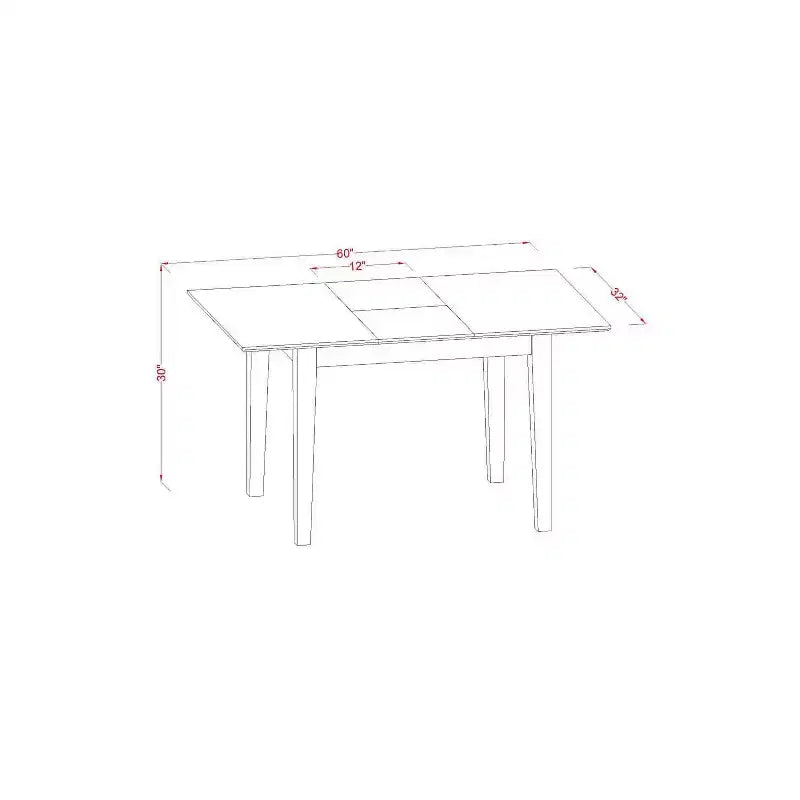 Set tavolo da cucina 5 pezzi - Tavolo da pranzo rettangolare con 4 sedie - Finitura Marrone sella