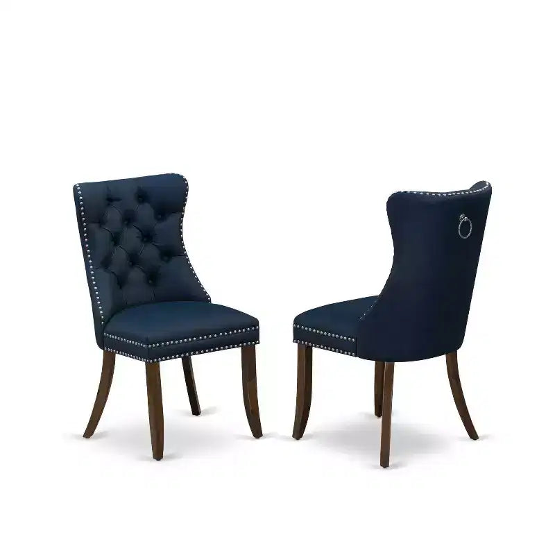 Set da pranzo 5 pezzi in legno massello con finitura noce antico - Top quadrato rivestito - 4 posti