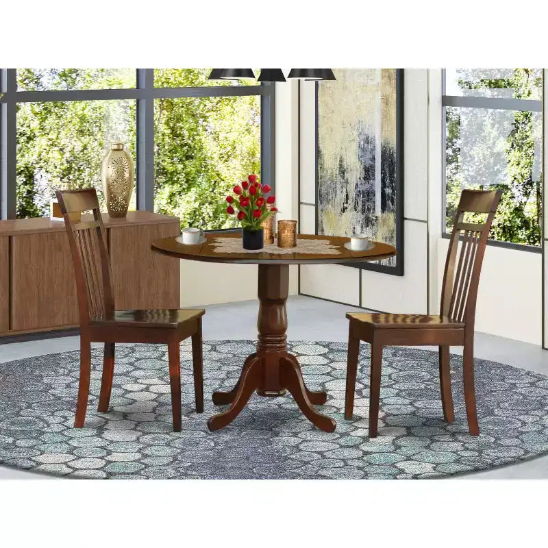 Set da pranzo rotondo con tavolo a ribalta - Tavolo e sedie per angolo cucina - Set da pranzo piccolo