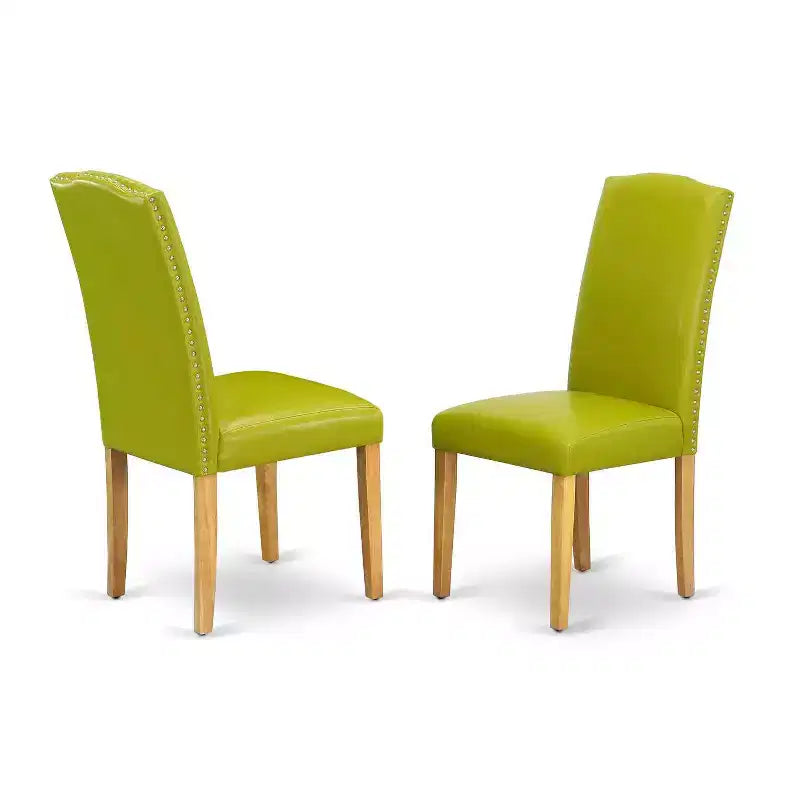 Set Dinette 7 pz Tavolo ovale con prolunga e 6 sedie - Stile Toscano - Similpelle verde - 42-60