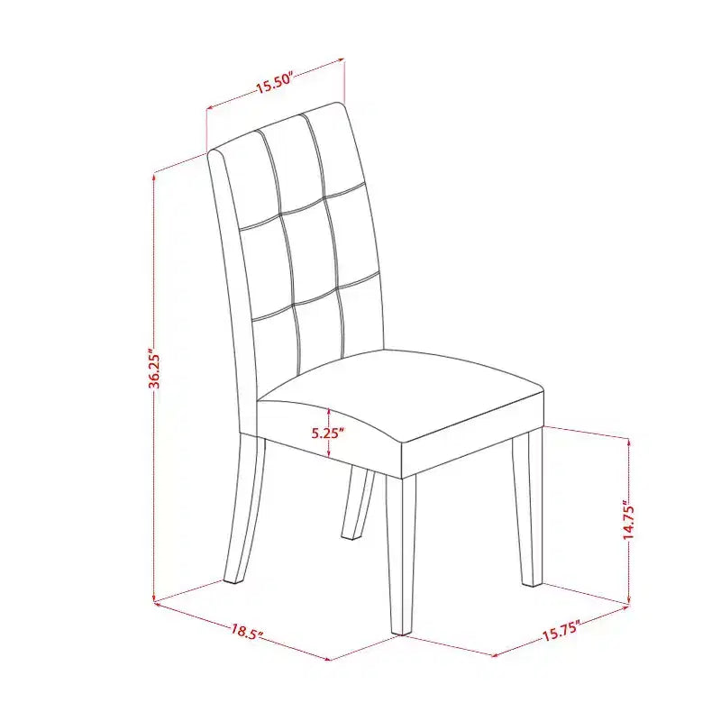 Set da pranzo rettangolare in legno massello con piano in lino bianco a 5 pezzi (4 posti a sedere)