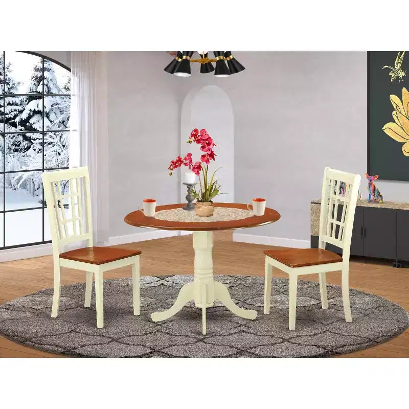 Set tavolo da pranzo retrò - 2 sedie in legno - Tavolo da cucina per piccoli spazi - Revival