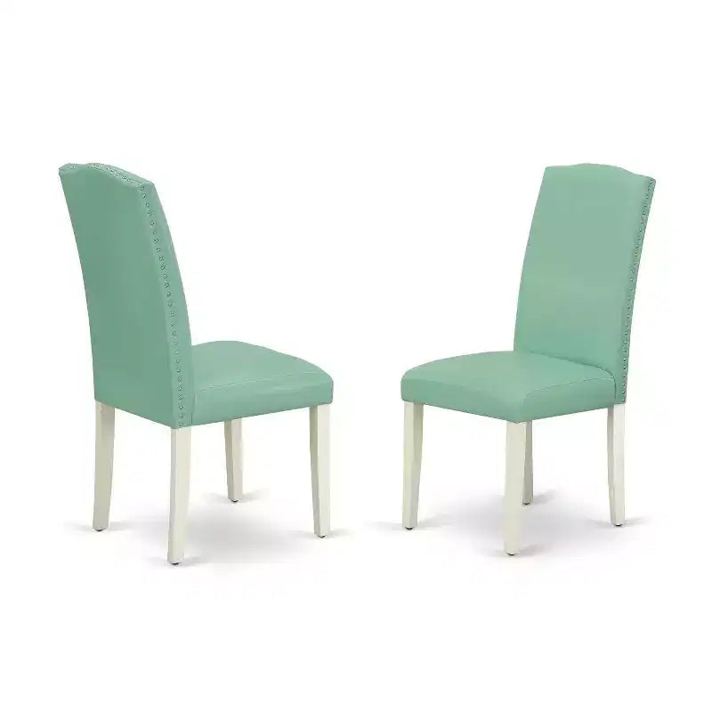 HomeStock Set da Pranzo Rettangolare Imbottito a 5 Pezzi con Finitura Lino Bianco e Piano in Legno Massello con Prolunga a Farfalla - Posti a Sedere per 4