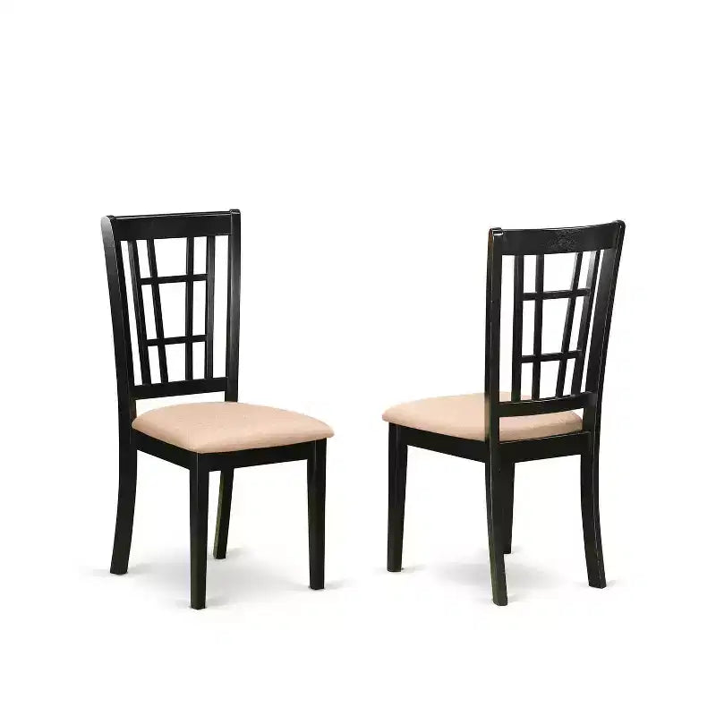 HomeStock Set tavolo da pranzo rettangolare 3 pezzi con piano in legno massello finitura nera e prolunga a farfalla