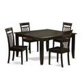 HomeStock 5-Piece Square Cappuccino Finish Solid Wood Top Dining Table with 4 Chairs