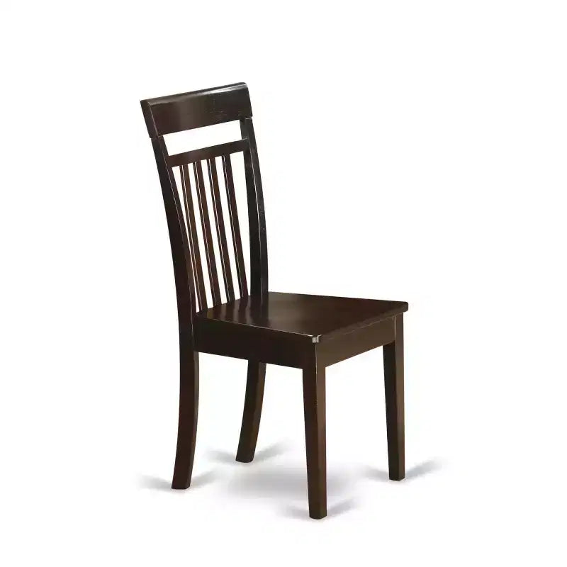 Tavolo da pranzo HomeStock a 5 pezzi, piano in legno massello con finitura cappuccino e 4 sedie
