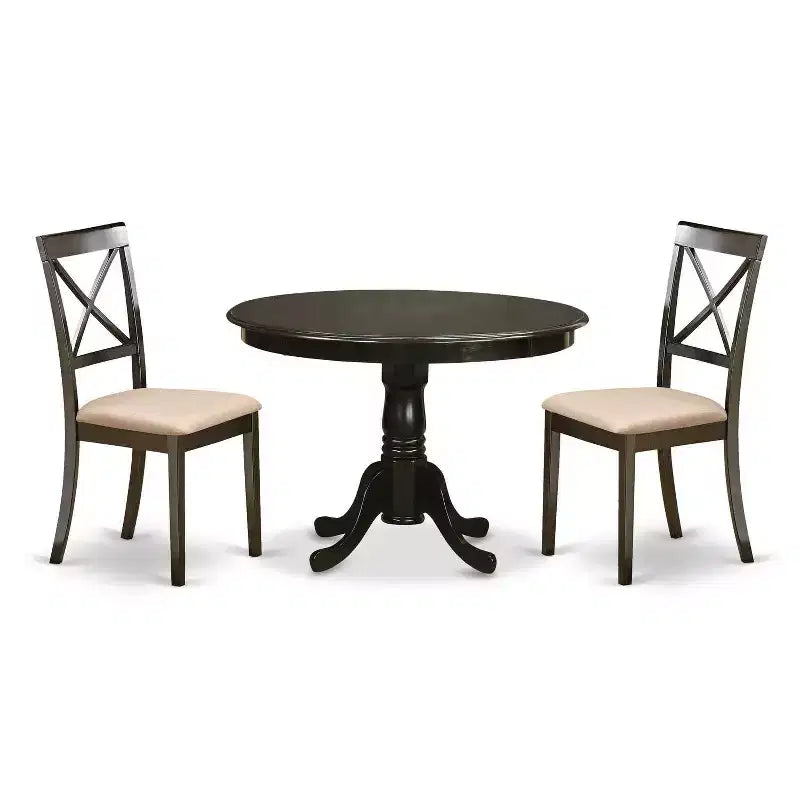 HomeStock 3-Pc Cappuccino Solid Wood Top - Dining Room Set - Seats 4