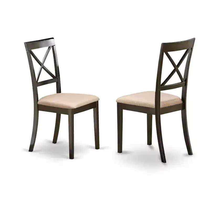 HomeStock Set 3 Pezzi in Legno Massello Cappuccino - Set Sala da Pranzo - 4 Posti a Sedere