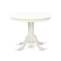 3-Piece Linen White Finish Solid Wood Top - Round Upholstered Dining Room Set - Seats 4
