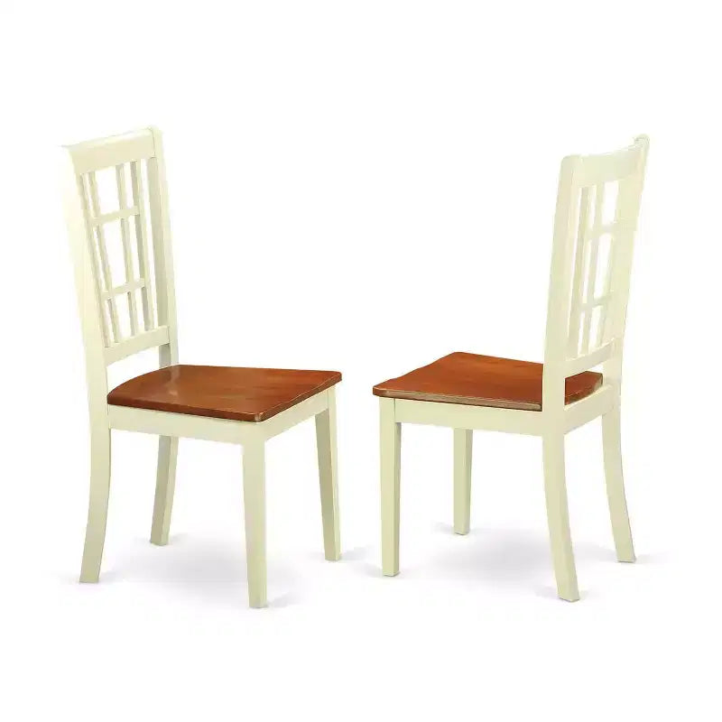 HomeStock Set da Pranzo 3 Pezzi con Tavolo Dropleaf Top in Legno Massello Finitura Buttermilk e Ciliegio
