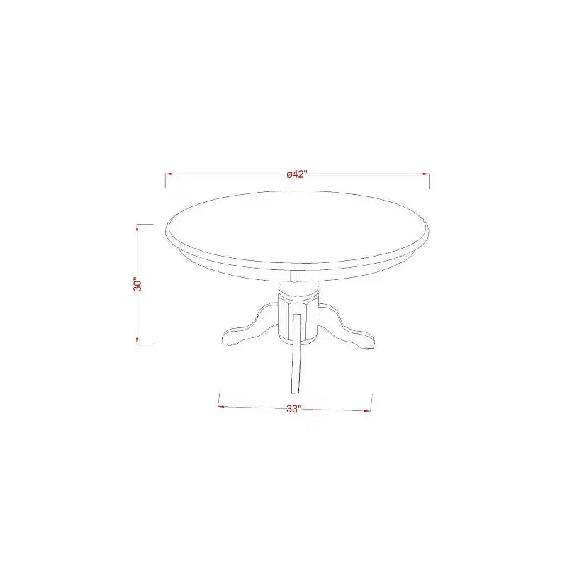 HomeStock Set da pranzo da 5 pezzi con tavolo rotondo, piano in legno massello con finitura bianca lino e 4 sedie Parson