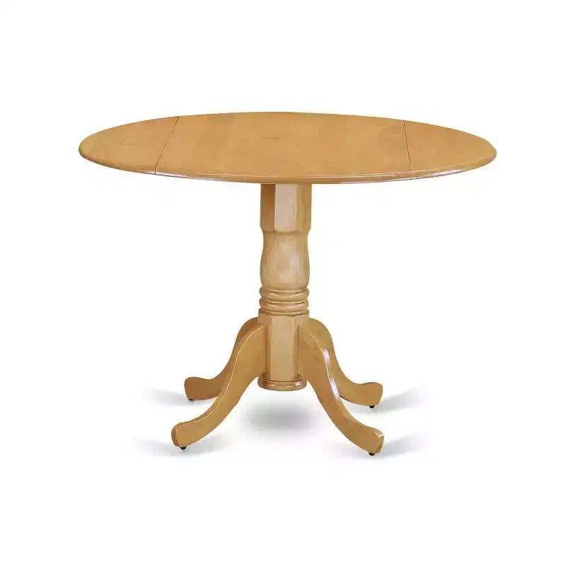 HomeStock Set da Pranzo 3 Pezzi con Tavolo Rotondo in Legno Massello Finitura Rovere Naturale e 2 Sedie Parson con Ribalta
