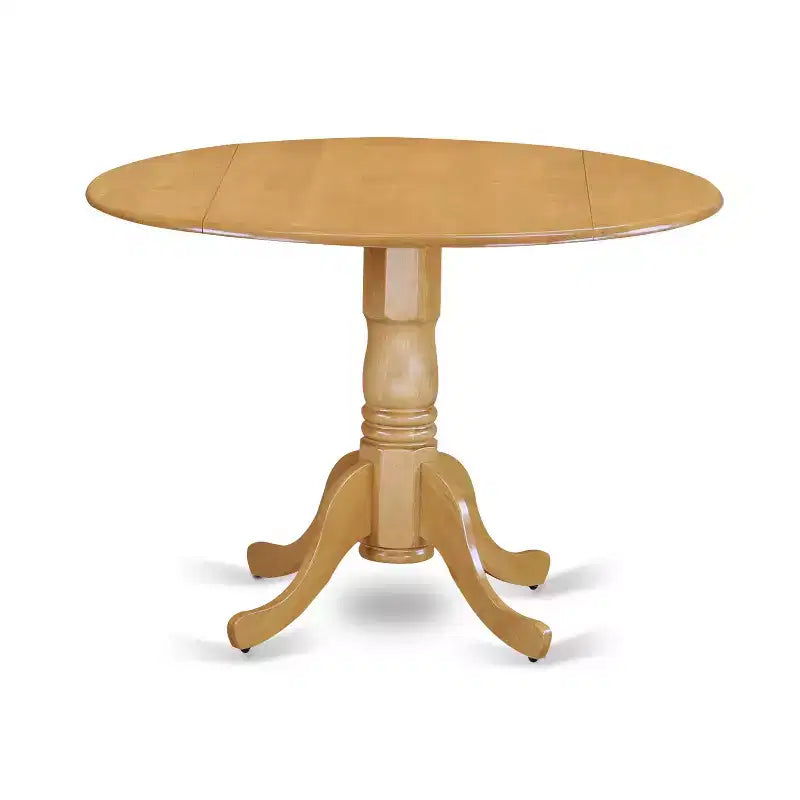 Dining Table Set with 2 Chairs, Round Dropleaf Kitchen Table, Solid Rubberwood, Saddle Brown Finish, 42x42 Inch