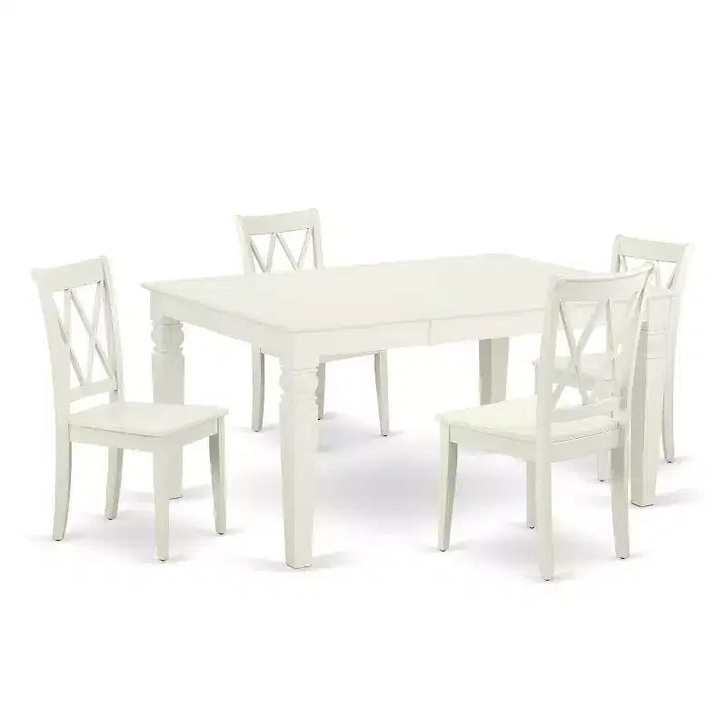 Antique Dining Set - 5 Piece Rectangular Table & Chairs - Double X Back Design - Comfort & Style