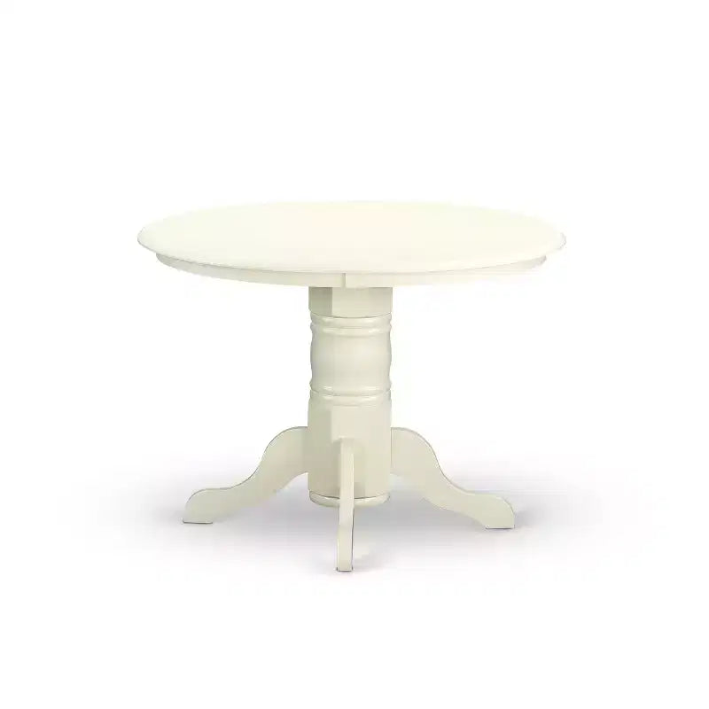 Modern Dining Set 5 Piece Table & Chairs - Round Kitchen Table with 4 Chairs - 42 Inch Linen White