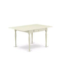 HomeStock 3-Pc Linen White Finish Rectangular Solid Wood Top with Dropleaf Dining Table Set