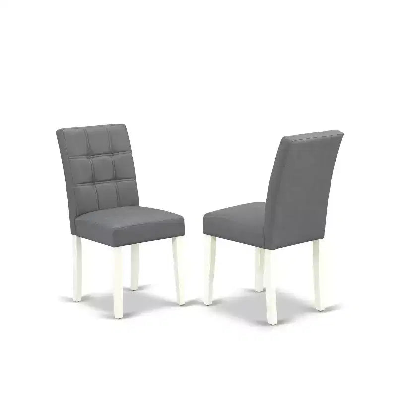 HomeStock Set Tavolo da Pranzo 3 Pezzi in Legno Massello Finitura Lino Bianco con Piano Rettangolare e Ante a Ribalta