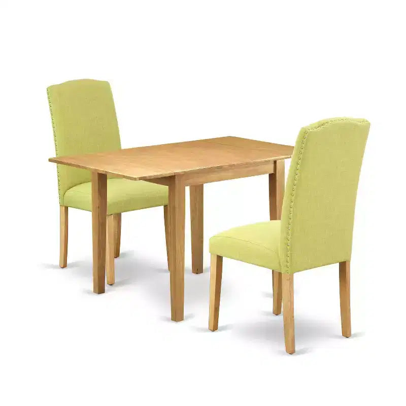 HomeStock 3-Piece Natural Brown Oak Finish Solid Wood Top Dining Table Set
