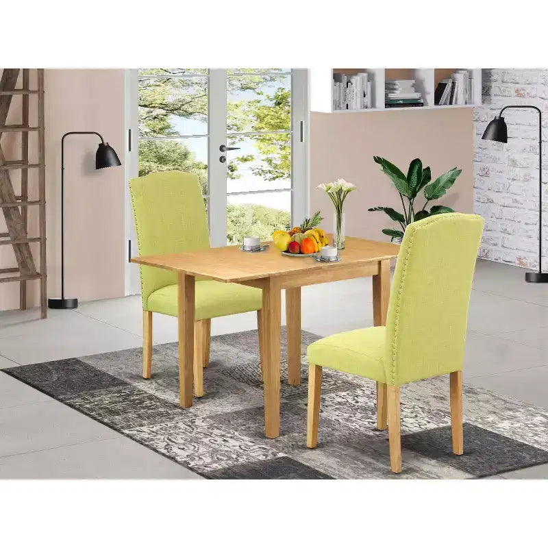 Set tavolo da pranzo HomeStock 3 pezzi in legno massello con finitura rovere marrone naturale