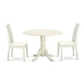 Kitchen Table Set 3pc - Dining Table & 2 Chairs - Small Space Bistro Table - Linen White Finish