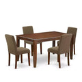 HomeStock 5-Pc Mahogany Finish Solid Wood Top-Rectangular Dining Room Set-Seats 4