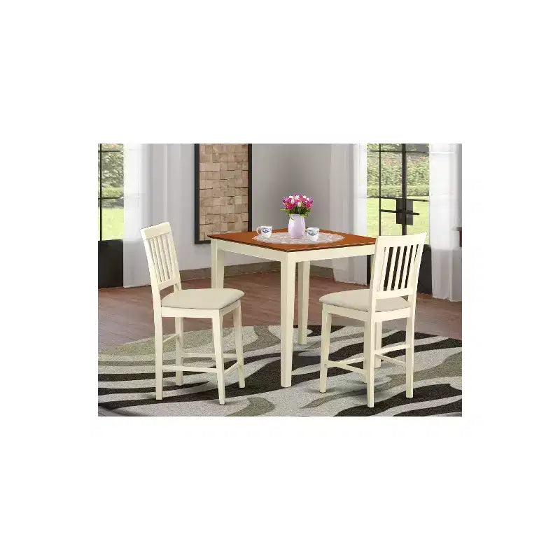 Set tavolo alto da 3 pezzi - Tavolo da pranzo quadrato moderno e sgabelli