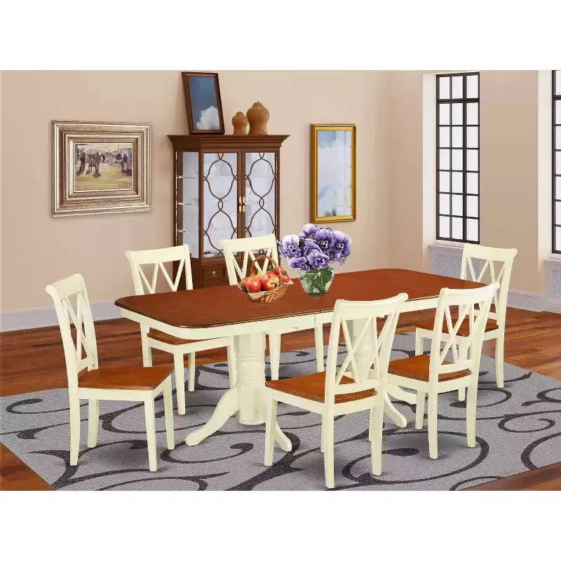 Set Pranzo Rinascimento 7pz Tavolo Rettangolare & 6 Sedie - Tavolo 152x198 cm con Prolunga