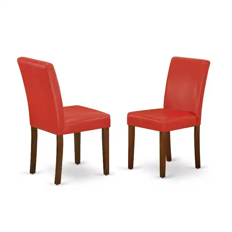 HomeStock Tavolo da pranzo rettangolare a 5 pezzi con piano in legno massello finitura mogano e 4 sedie Parson