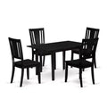 HomeStock 5-Pc Black Finish Solid Wood Top - Rectangular Dining Room Set with Butterfly Leaf - Seats 4