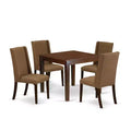 HomeStock 5-Pc Mahogany Finish Solid Wood Top - Dining Room Set with High Back - Seats 4