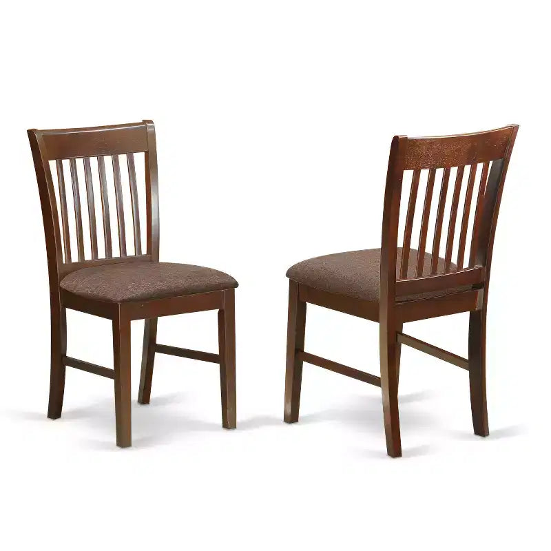 HomeStock Tavolo da pranzo rettangolare a 5 pezzi con piano in legno massello finitura mogano e 4 sedie