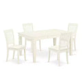HomeStock 5-Piece Rectangle Buttermilk and Cherry Finish Solid Wood Top Dining table with 4-Chairs with Butterfly Leaf Slat Back