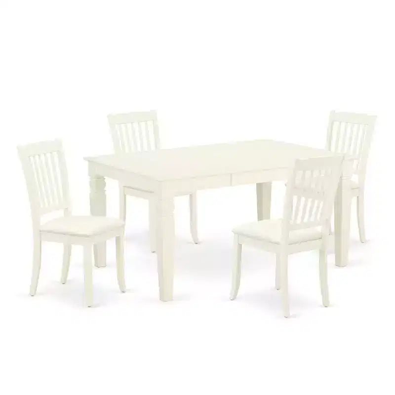 HomeStock 5-Piece Rectangle Buttermilk and Cherry Finish Solid Wood Top Dining table with 4-Chairs with Butterfly Leaf Slat Back