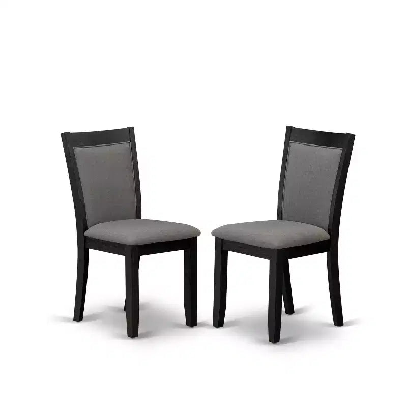 Set da pranzo rotondo da 4 posti in legno massello con finitura spazzolata, nero, 3 pezzi