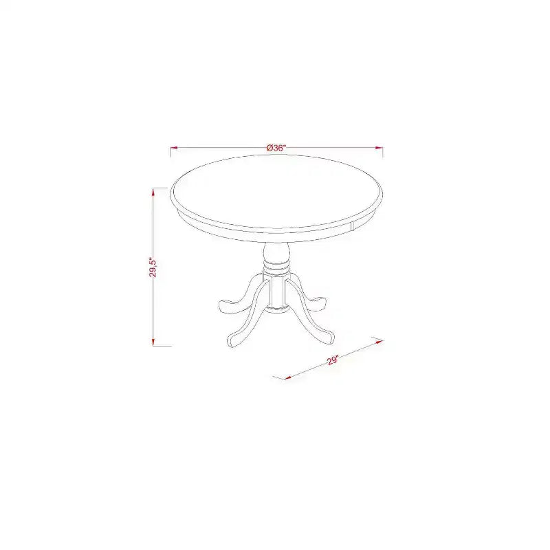 Set da pranzo rotondo da 4 posti in legno massello con finitura spazzolata, nero, 3 pezzi