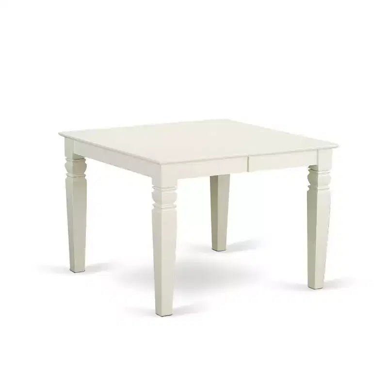 Set da tavolo rettangolare da pranzo 7 pz - Tavolo 42/60 con allunga e 6 sedie Parsons - Gambe bianco lino