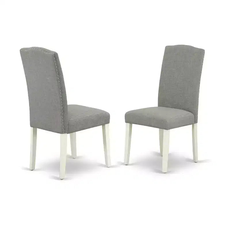 Set da tavolo rettangolare da pranzo 7 pz - Tavolo 42/60 con allunga e 6 sedie Parsons - Gambe bianco lino