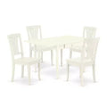 HomeStock 5-Pc Rectangular Linen White Finish Solid Wood Top-Dining Room Set with Dropleaf-Seats 4