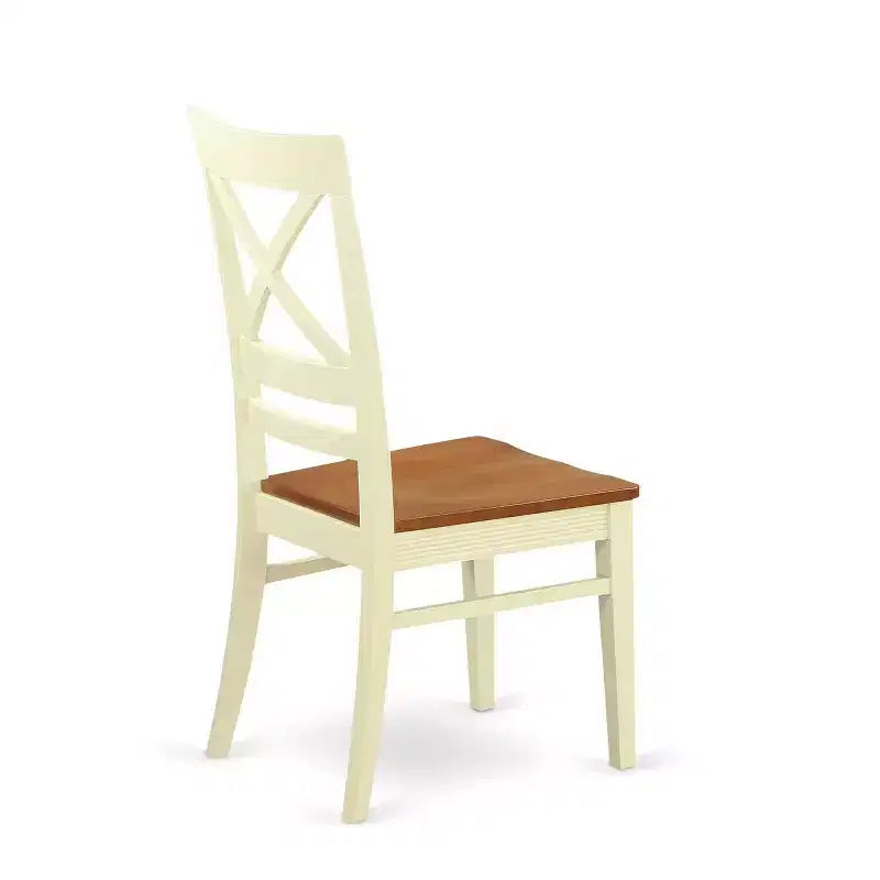 HomeStock Set da Pranzo Rotondo da 3 Pezzi in Legno Massello con Finitura Buttermilk e Ciliegio