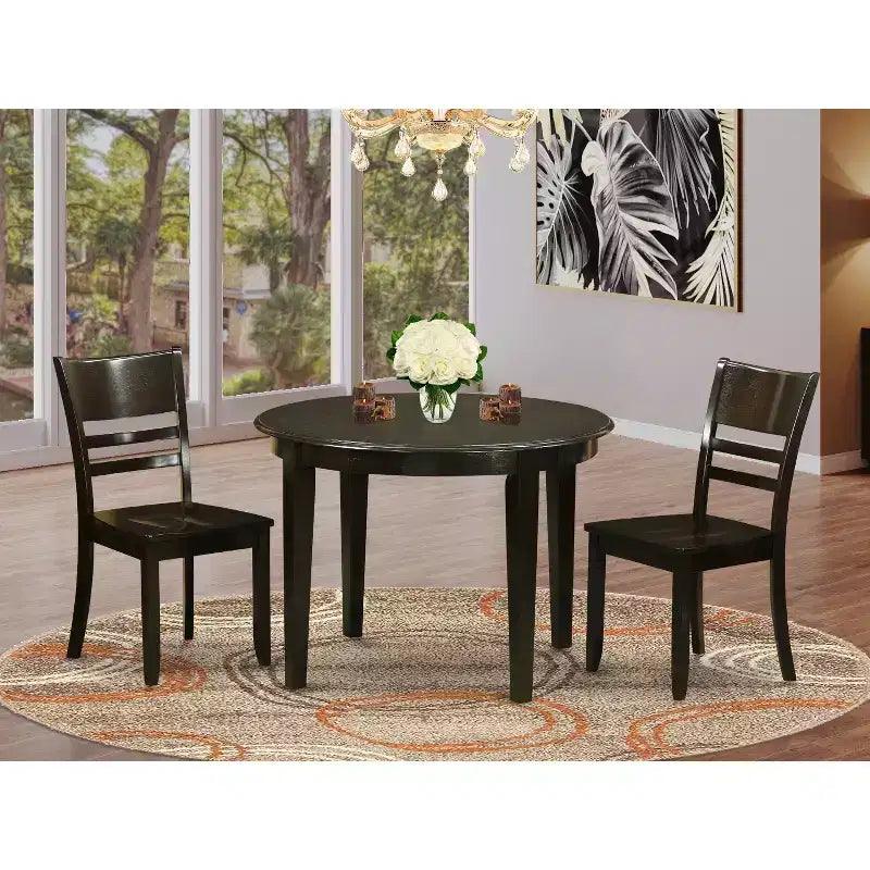 Set da pranzo moderno - Tavolo e sedie 3 pezzi - Tavolo ovale con prolunga a farfalla - Finitura Cappuccino