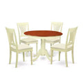 HomeStock 5-Piece Buttermilk and Cherry Finish Solid Wood Top Dining table with 4 Chairs