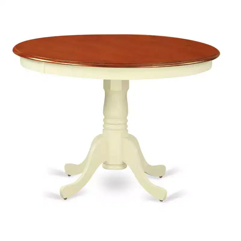 HomeStock Tavolo da pranzo a 5 pezzi con ripiano in legno massello con finitura color latticello e ciliegio con 4 sedie