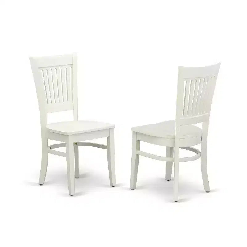 Set da pranzo rotondo da 3 pezzi in legno massello con finitura lino bianco - 4 posti a sedere