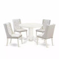 HomeStock 5-Piece Buttermilk and Cherry Finish Solid Wood Top Dining Table with 4 Parson Chair