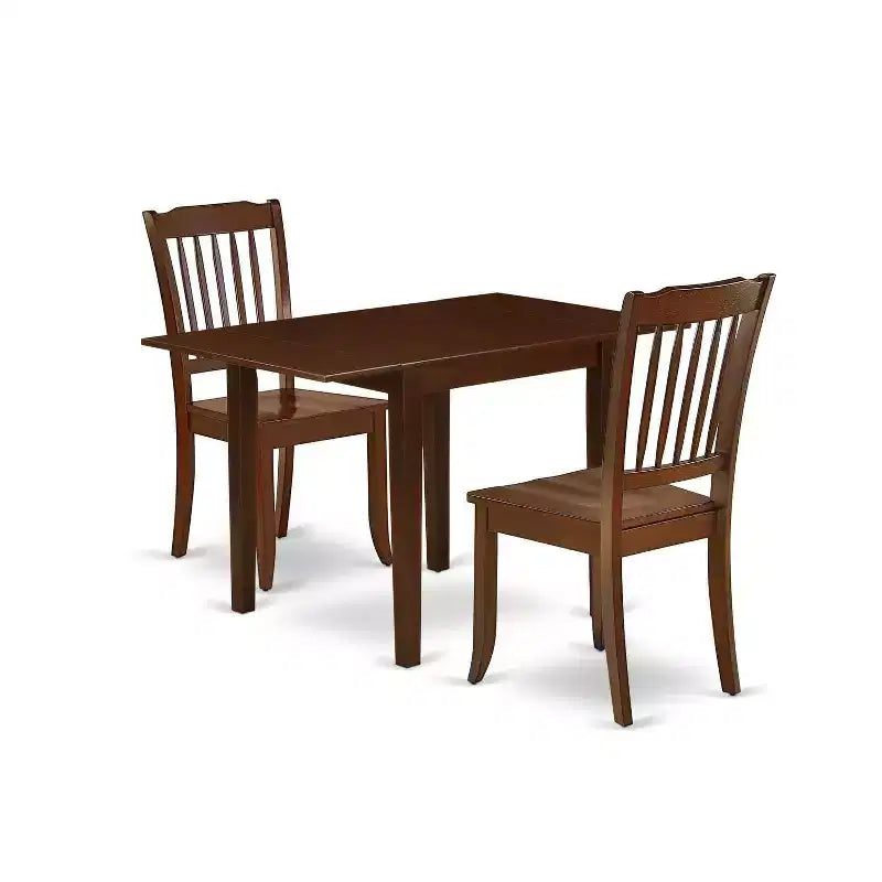 HomeStock 3-Piece Mahogany Finish Solid Wood Top Dining Table Set